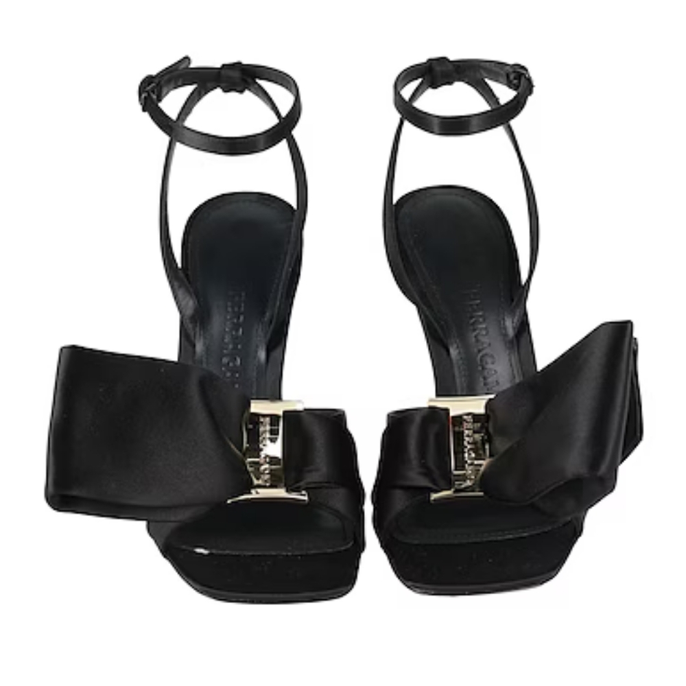 Salvatore Ferragamo Black Heels with Gold Accent